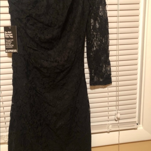 Express Black One Shoulder Lace Dress - Picture 3 of 7